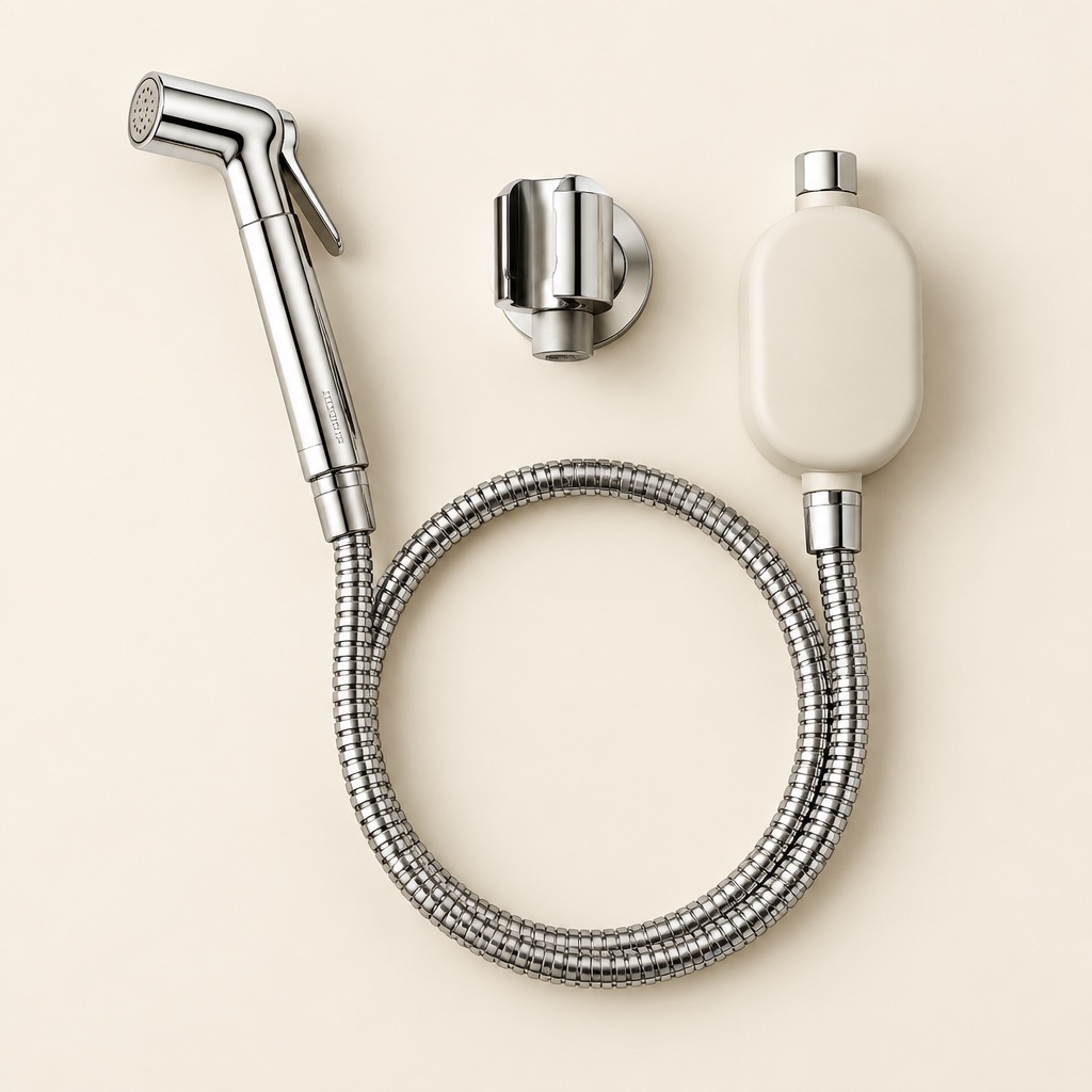 The Original chrome BumGun with hose and matching concept protection enclosure